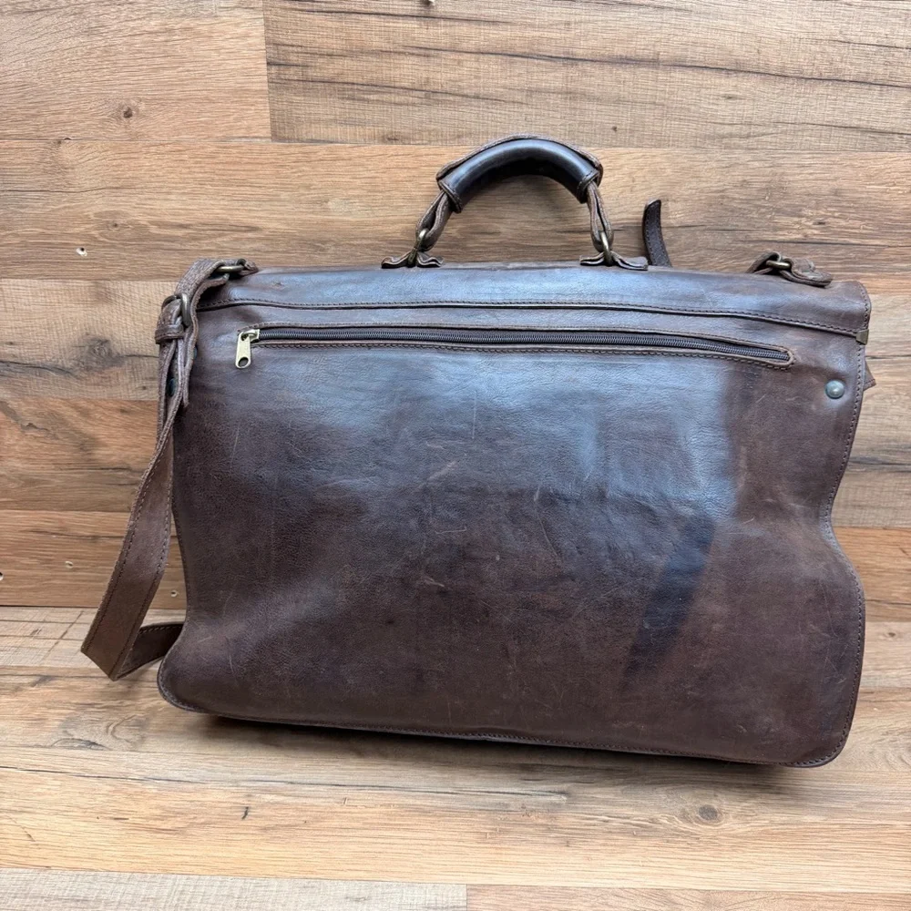Ciola Firenze Italy Leather Day Pack Purse Brown Brown Leather Messenger Bag